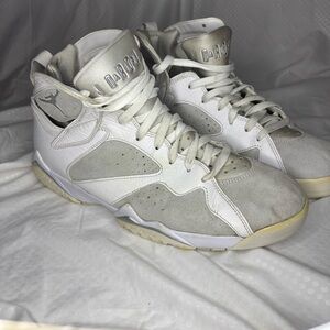 Retro Jordan 7 “Pure Money” White and Gray High-Top Sneakers